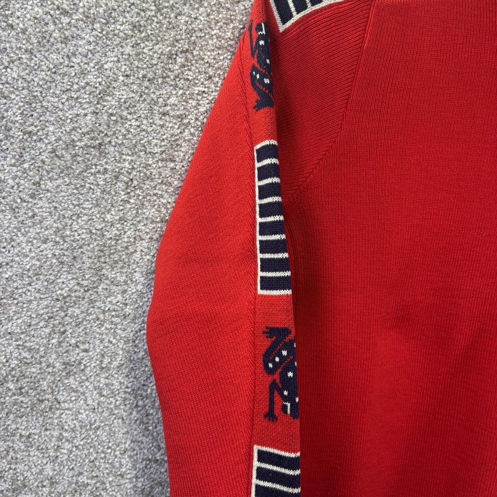 Demetre Sweater Mens Medium Red Wool Crewneck Knit Pullover Graphic Print - Picture 2 of 9